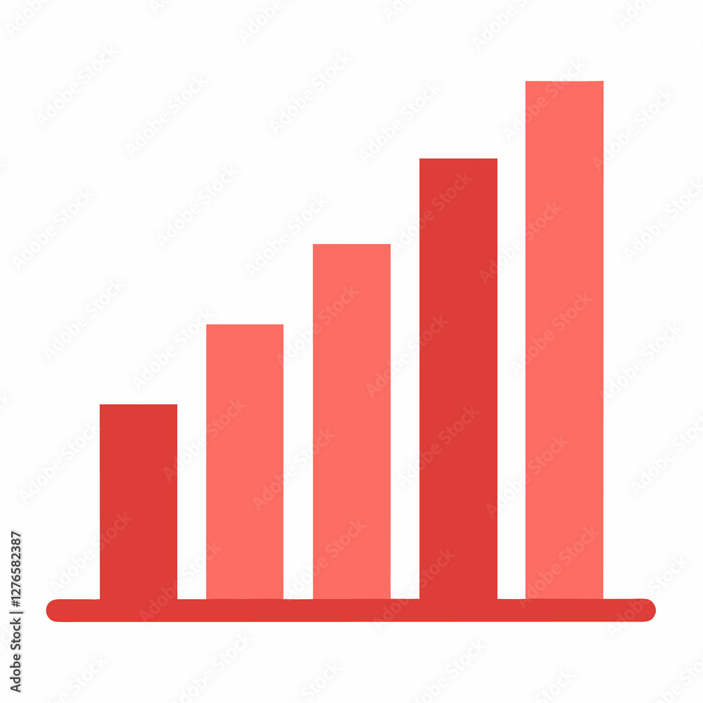 A simple bar graph showing increasing values with red bars on a white background design element. Business themed Graphic resource. A simple bar graph showing increasing values with red bars on a white background design element. Business themed Graphic resource.