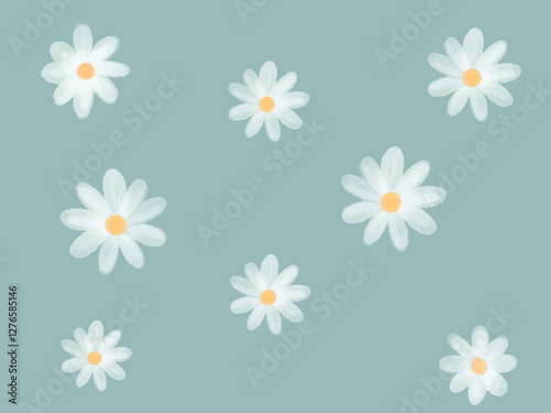 seamless pattern with daisies flower