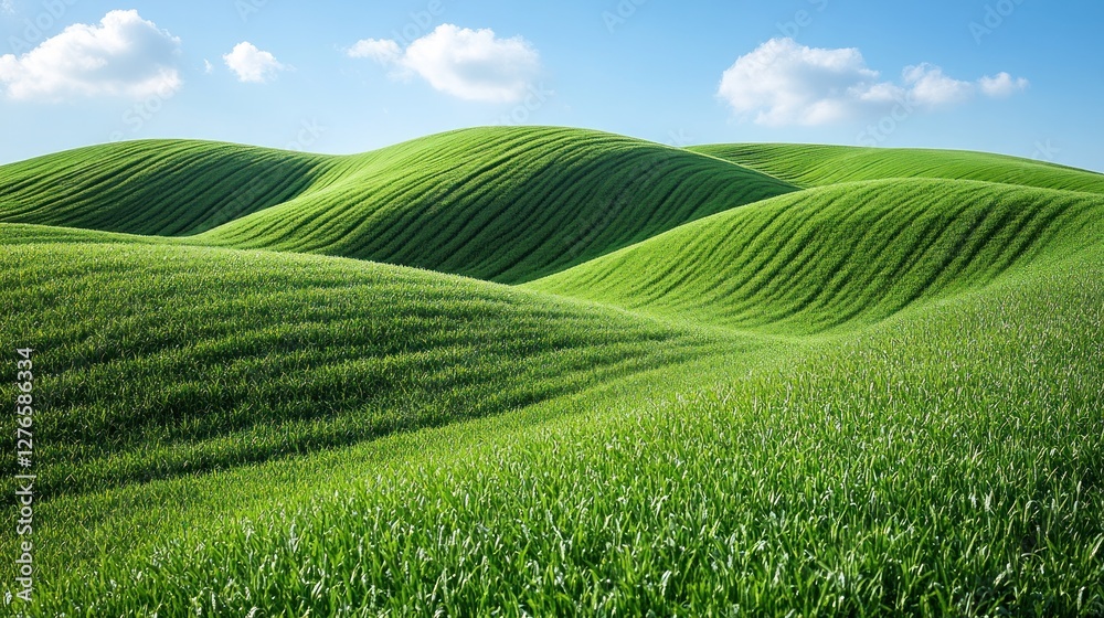 Rolling green hills, sunny day, countryside, tranquil landscape Rolling green hills, sunny day, countryside, tranquil landscape