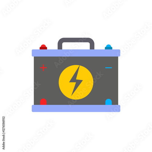 Car battery icon set. Auto battery symbol on white background Alkaline battery