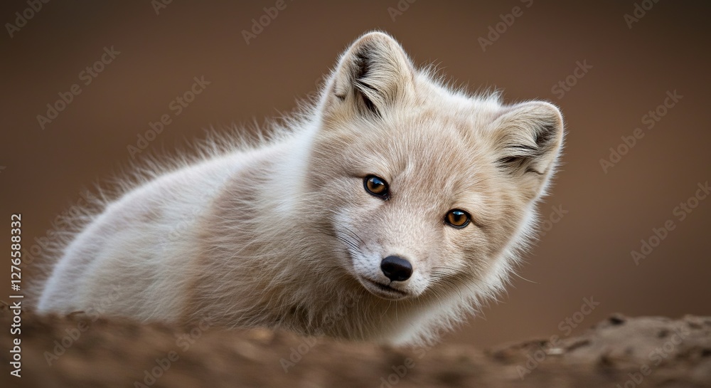 Adorable Arctic Fox Cub Portrait Looking Directly at Camera with Curiosity Adorable Arctic Fox Cub Portrait Looking Directly at Camera with Curiosity