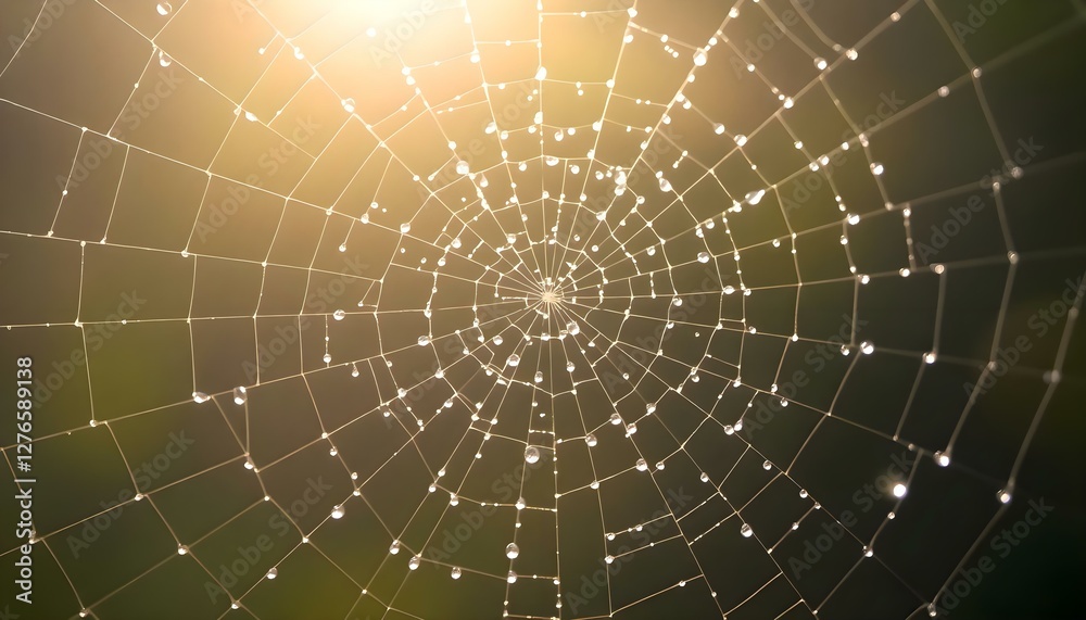 Fototapeta premium a spider web with drops of water on it