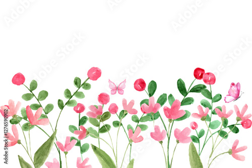 Wallpaper Mural Watercolor flowers background for design pastel color. Floral border frame card template. Torontodigital.ca