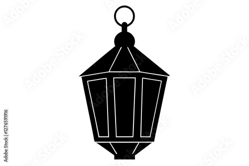 Islamic lantern silhouette on white background