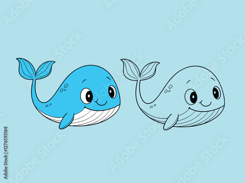 A vector dolphin illustration features a sleek, curved design, capturing the dolphin's playful and agile nature in bold lines and colors
