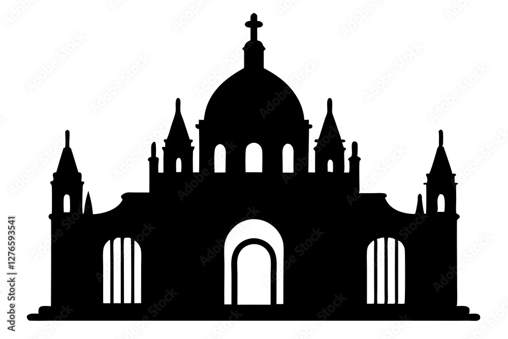 Old architecture silhouette on white background Old architecture silhouette on white background