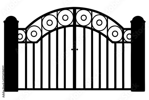 Modern iron gate silhouette