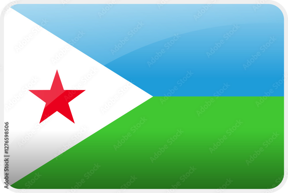 Flag Icon of Djibouti Country,National Vector Flag Iconic Symbol and Colors of Djibouti flag. Flag Icon of Djibouti Country,National Vector Flag Iconic Symbol and Colors of Djibouti flag.