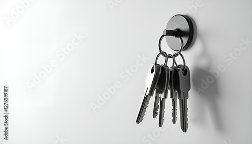 Set of keys hanging on a wall hook, House keys, Real Estate 