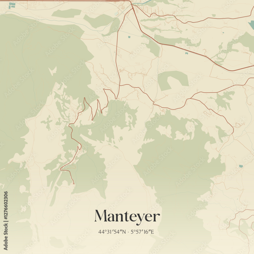 Obraz premium Vintage map of Manteyer, France.