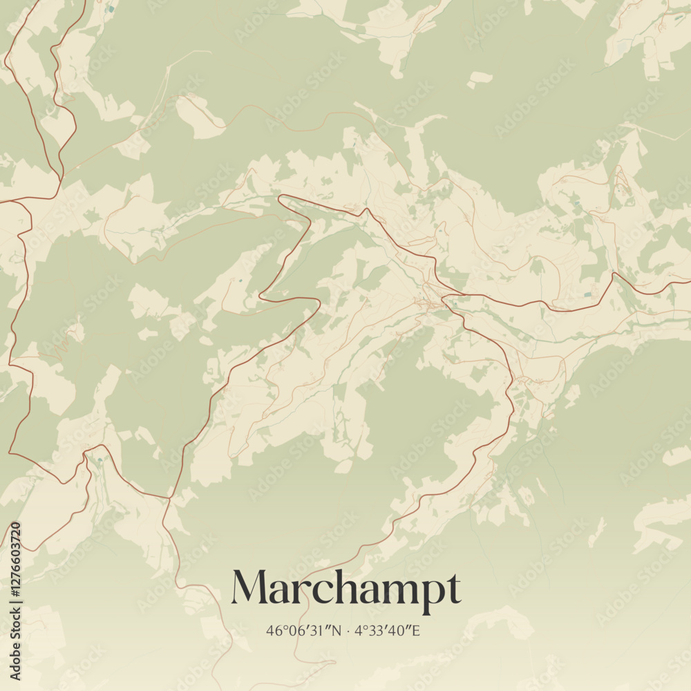 Obraz premium Vintage map of Marchampt, France.