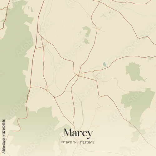 Фотография Vintage map of Marcy, France.