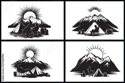 Camping Adventure Mountain Silhouette vector design: