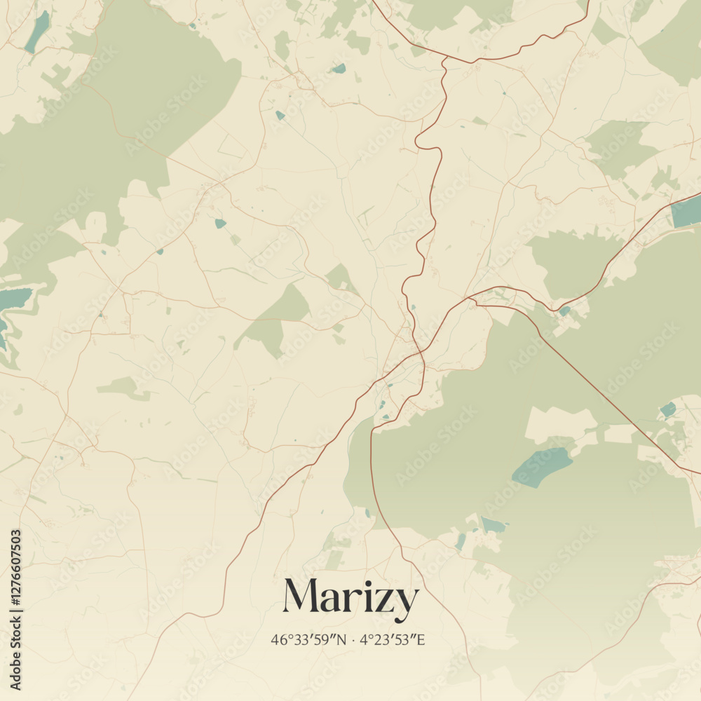 Obraz premium Vintage map of Marizy, France.