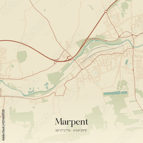 Vintage map of Marpent, France.