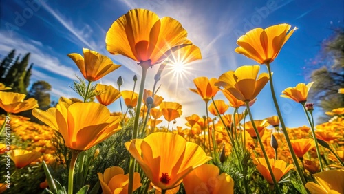 Wallpaper Mural A California landscape explodes with orange and yellow wildflowers in full bloom. Torontodigital.ca