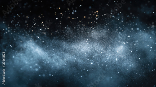 Ethereal Starry Background with Glowing Particles and Soft Blue Dust Creating a Mystical Ambience for Artistic and Creative Projects