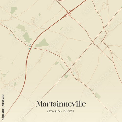 Vintage map of Martainneville, France.