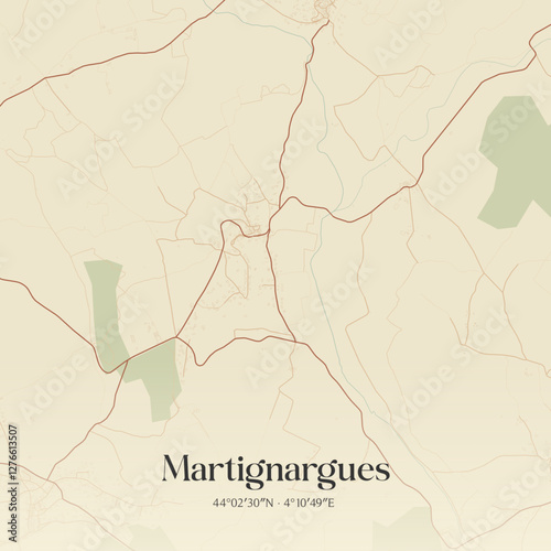 Vintage map of Martignargues, France.
