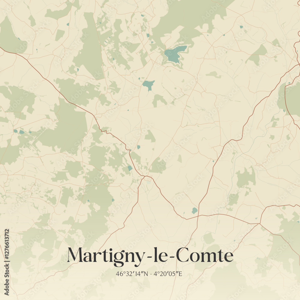 Obraz premium Vintage map of Martigny-le-Comte, France.