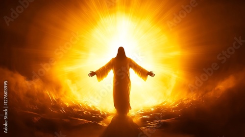 jesus christ resurrection bright light illustration