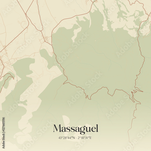 Vintage map of Massaguel, France.