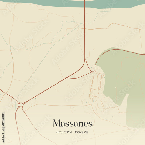 Vintage map of Massanes, France.
