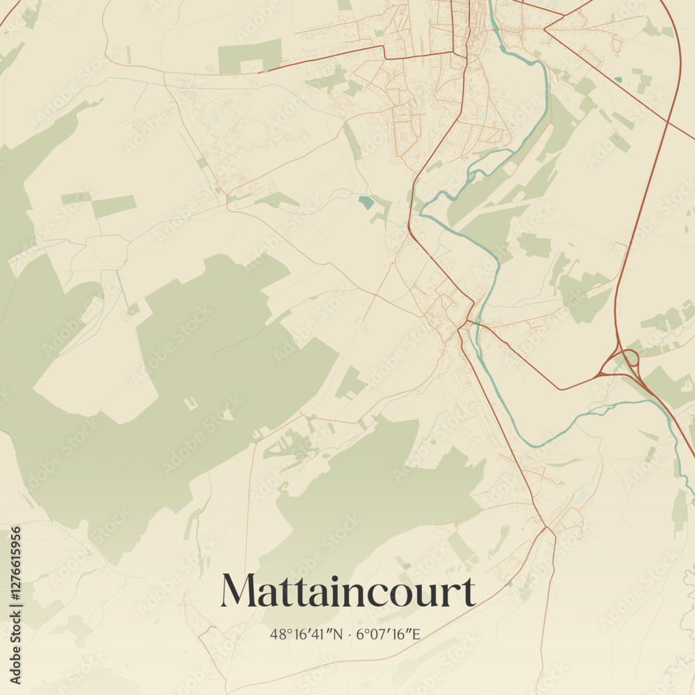 Obraz premium Vintage map of Mattaincourt, France.
