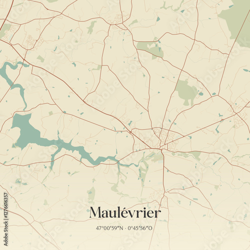 Vintage map of Maulévrier, France.
