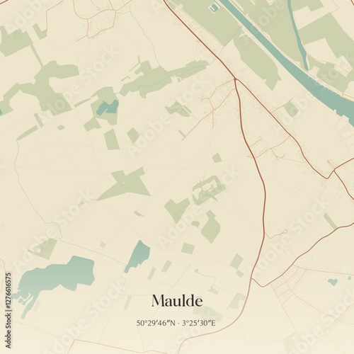 Vintage map of Maulde, France.