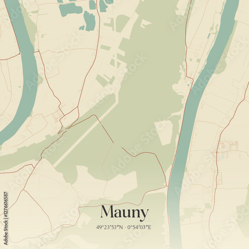 Vintage map of Mauny, France.