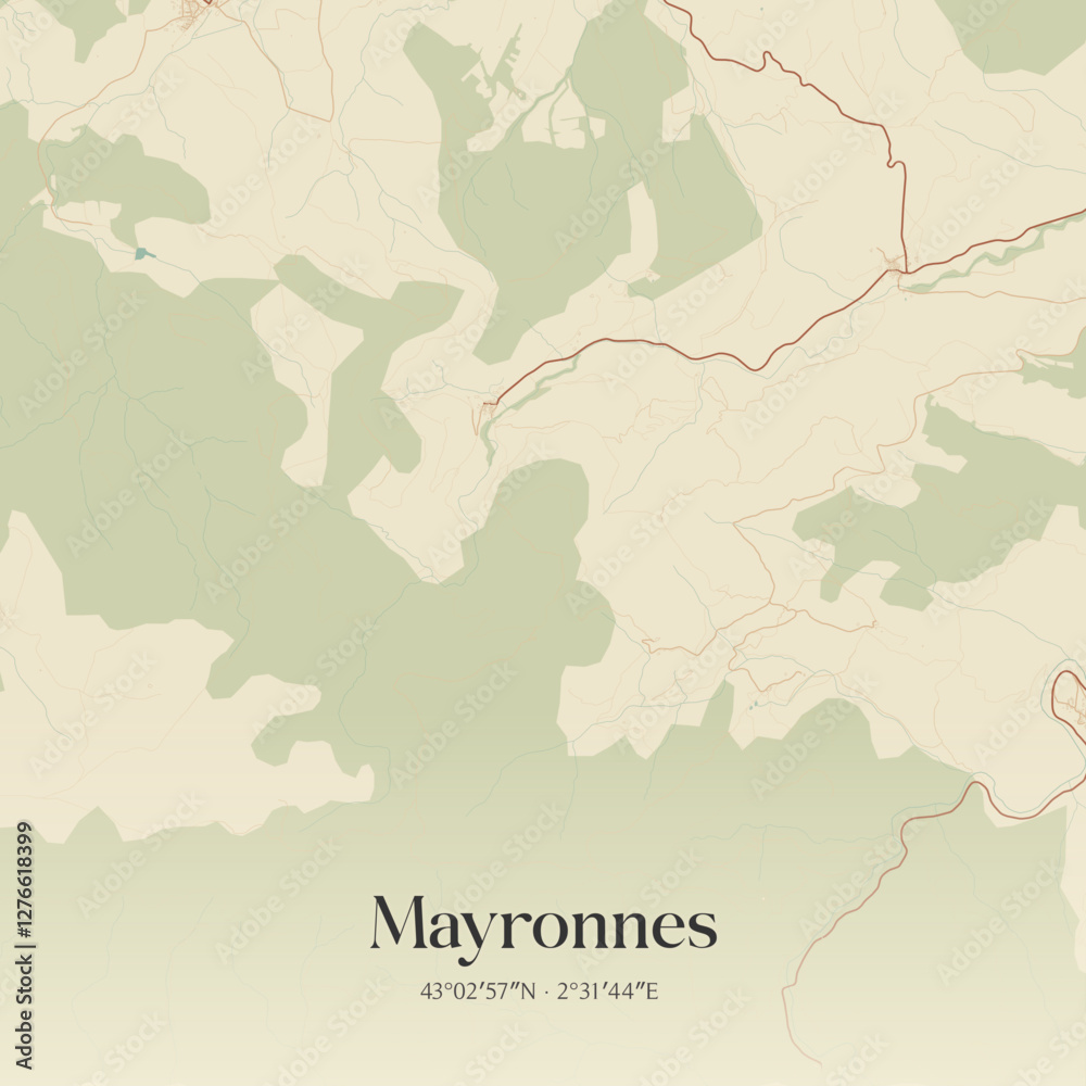 Obraz premium Vintage map of Mayronnes, France.