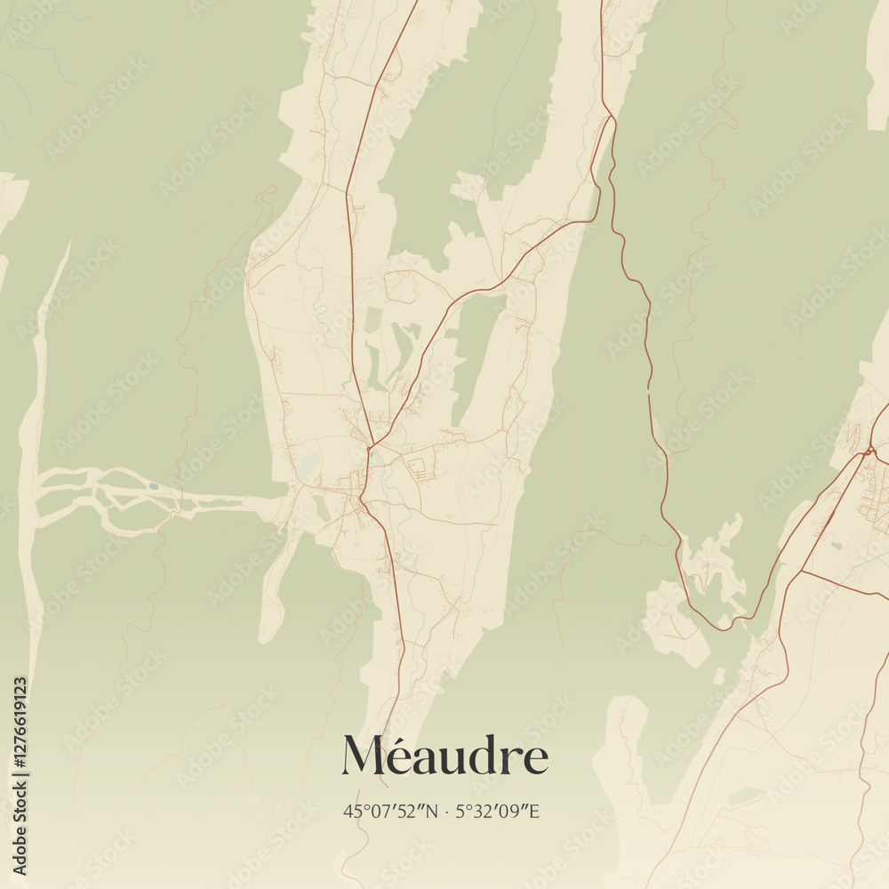 Fototapeta premium Vintage map of Méaudre, France.