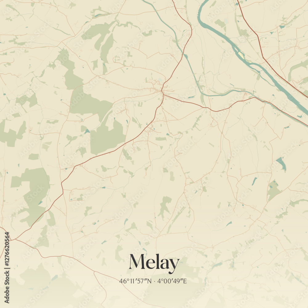 Obraz premium Vintage map of Melay, France.