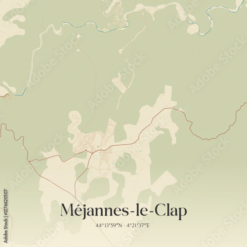 Vintage map of Méjannes-le-Clap, France.