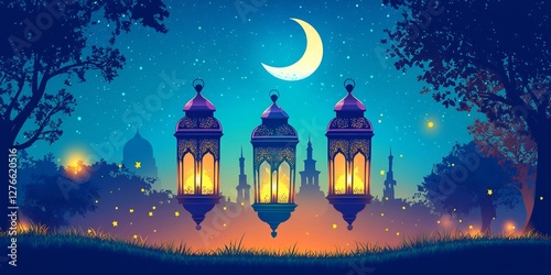 ramadan lanterns traditional illustration photo