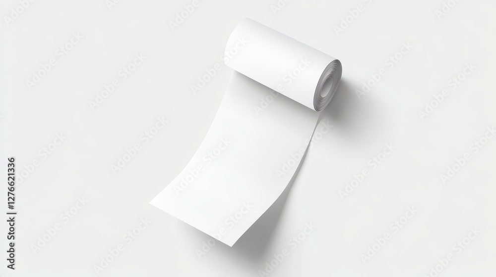 White toilet paper roll on light background with extended sheet display White toilet paper roll on light background with extended sheet display