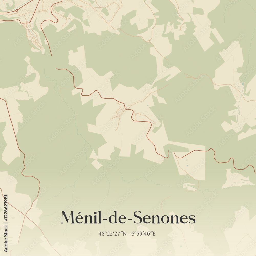 Obraz premium Vintage map of Ménil-de-Senones, France.