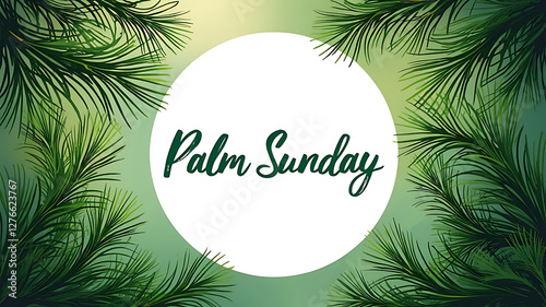 Palm Sunday Greeting with Tropical Palm Leaves