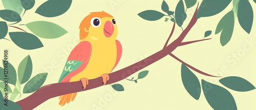 cute parrot on tree limb