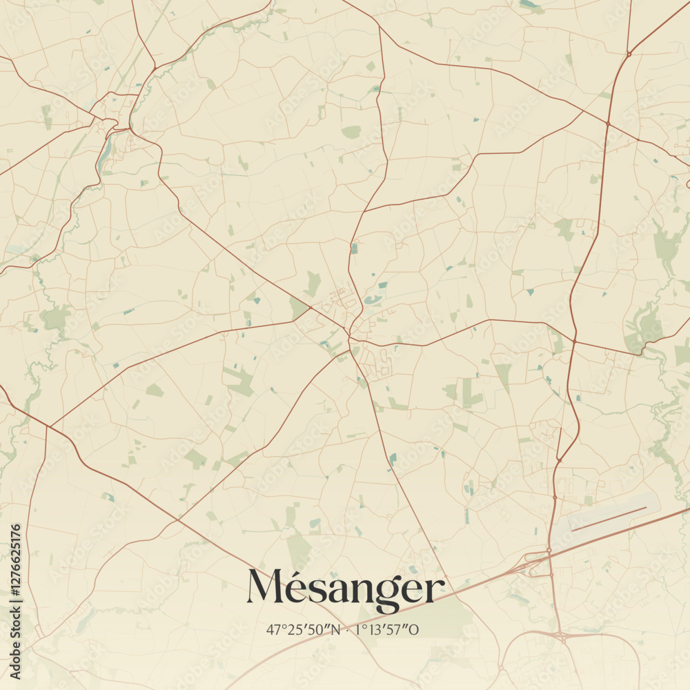 Obraz premium Vintage map of Mésanger, France.
