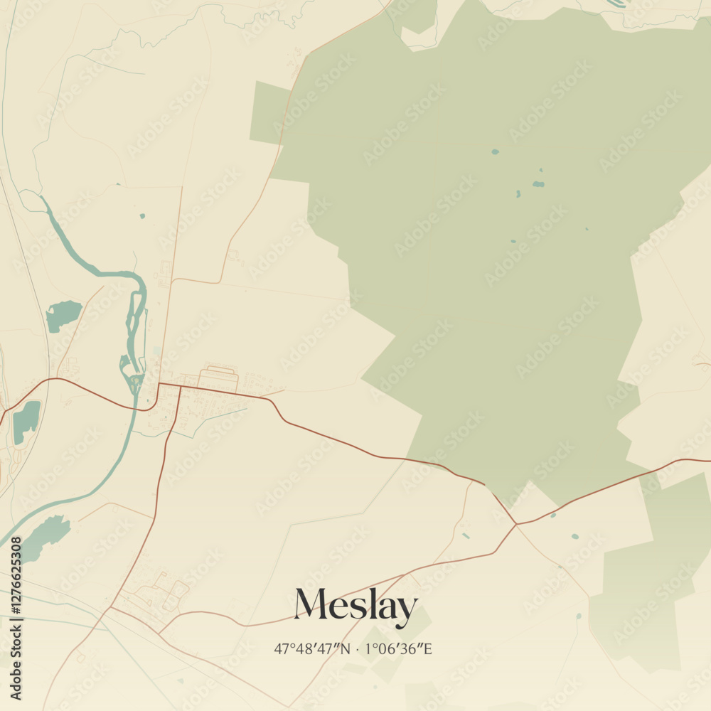 Obraz premium Vintage map of Meslay, France.