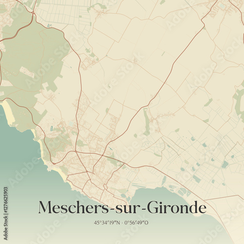 Vintage map of Meschers-sur-Gironde, France.