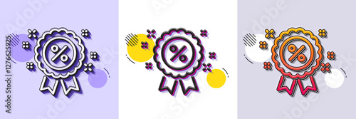 Discount award line icon. Halftone dotted pattern. Gradient icon with grain shadow. Sale shopping medal sign. Clearance symbol. Line discount icon. Various designs. Vector