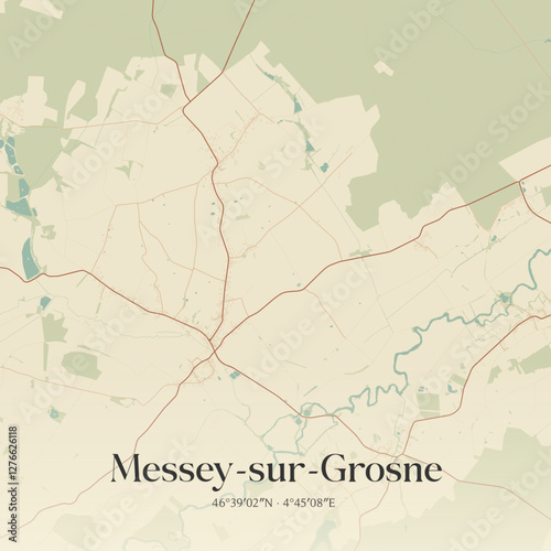Vintage map of Messey-sur-Grosne, France.