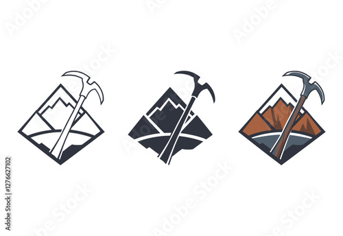 Crossed Pickaxe and Shovel Logo Vector illustration on white background