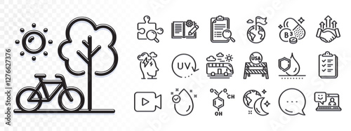 Video camera, Vitamin e and Sleep line icons for web app. Glare of light effect. Message icon. Pack of Uv protection, Bicycle, Usa close borders pictogram icons. Vector