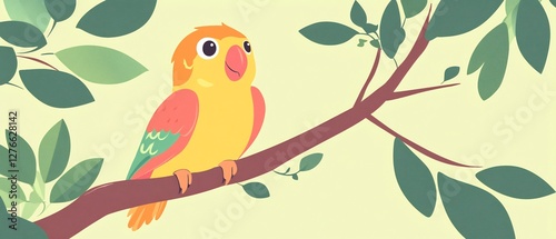 cute parrot on tree limb