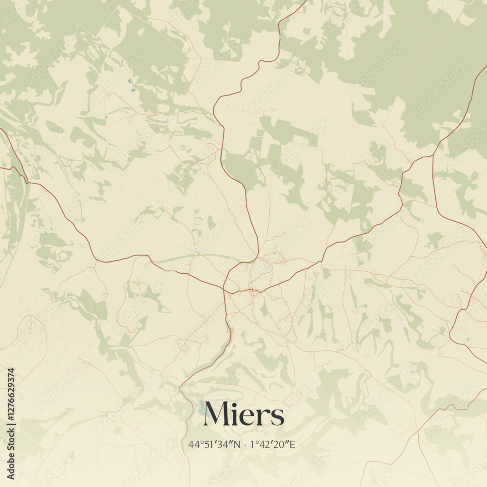 Obraz premium Vintage map of Miers, France.