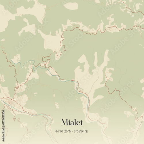 Vintage map of Mialet, France.